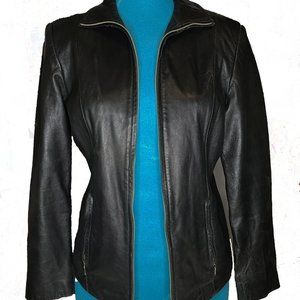 Women's Black Lambskin Leather Jacket - size M